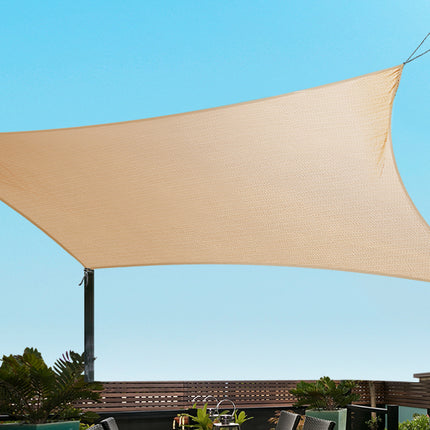 Instahut Shade Sail 2x4m Rectangle 280GSM 98% Sand Shade Cloth.