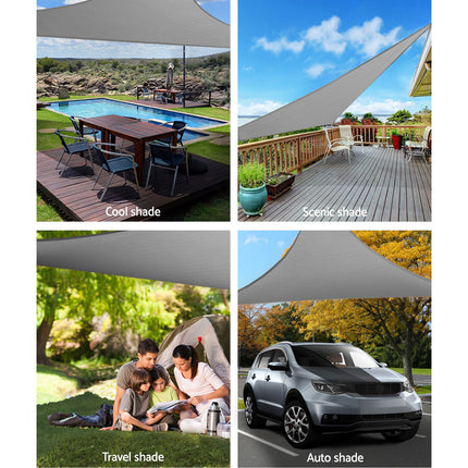 Instahut Shade Sail 3x3x4.3m Triangle 280GSM 98% Grey Shade Cloth.