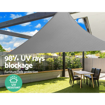 Instahut Shade Sail 3x3x4.3m Triangle 280GSM 98% Grey Shade Cloth.