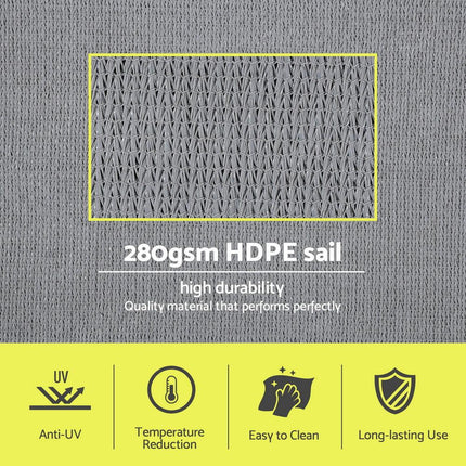 Instahut Sun Shade Sail Shadecloth Canopy Rectangle 280gsm 4x7m.