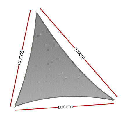 Instahut Shade Sail Cloth Shadecloth Canopy Triangle 280gsm 5x5x7.1m.