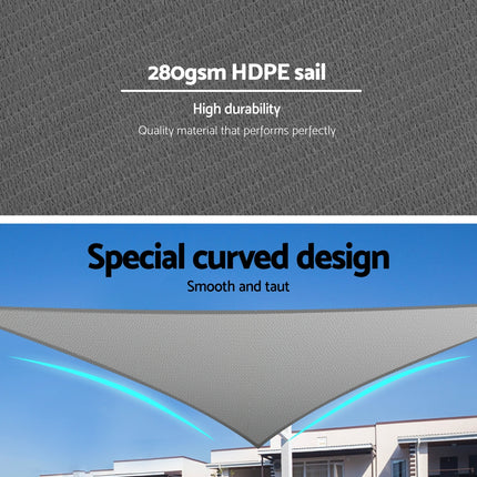 Instahut Shade Sail Cloth Shadecloth Canopy Triangle 280gsm 5x5x7.1m.