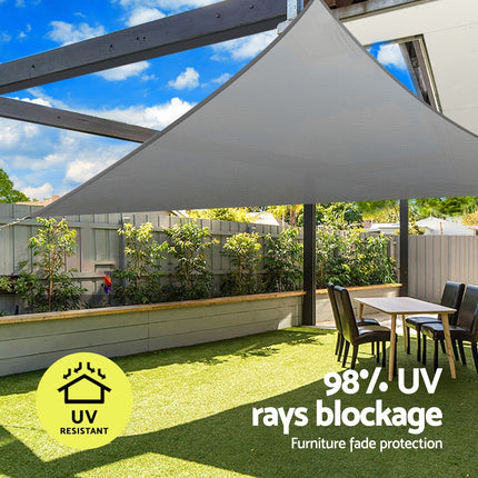 Instahut Shade Sail Cloth Shadecloth Canopy Triangle 280gsm 5x5x7.1m.