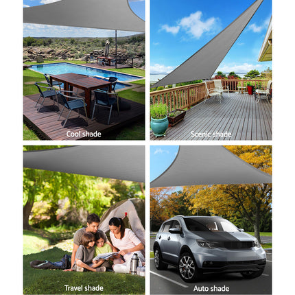 Instahut Shade Sail 6x6x6m Triangle 280GSM 98% Grey Shade Cloth.