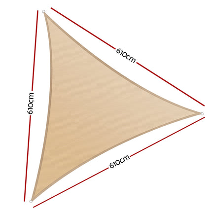 Instahut Shade Sail Cloth Shadecloth Triangle Sun Canopy 6.1x6.1x6.1M.