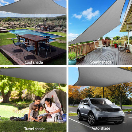 Instahut Shade Sail 3x5m Rectangle 280GSM 98% Grey Shade Cloth.