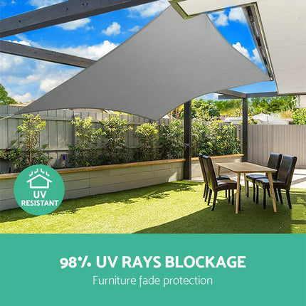 Instahut Shade Sail 3x5m Rectangle 280GSM 98% Grey Shade Cloth.