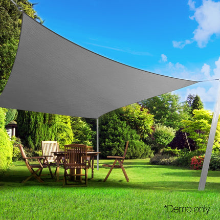 Instahut Shade Sail 3x5m Rectangle 280GSM 98% Grey Shade Cloth.
