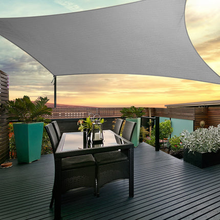Instahut Shade Sail 3x5m Rectangle 280GSM 98% Grey Shade Cloth.
