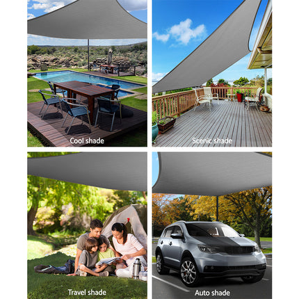 Instahut Shade Sail 5x6m Rectangle 280GSM 98% Grey Shade Cloth.