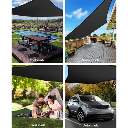 Instahut Shade Sail 5x7m Rectangle 280GSM 98% Black Shade Cloth.