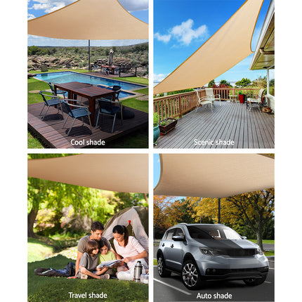 Instahut Waterproof Shade Sail 4x6m Rectangle Sand 95% Shade Cloth.