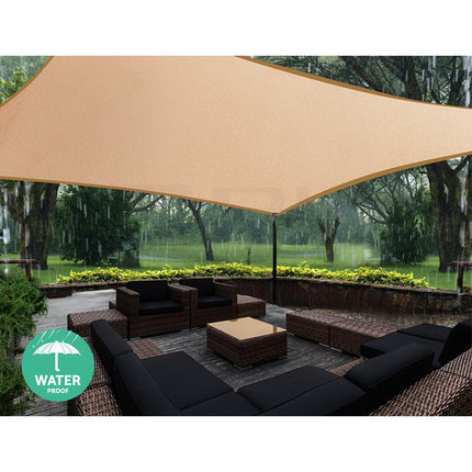 Instahut Waterproof Shade Sail 4x6m Rectangle Sand 95% Shade Cloth.