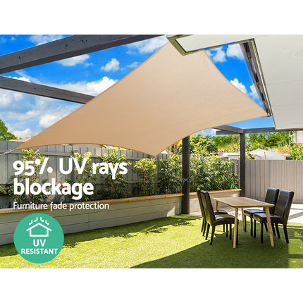 Instahut Waterproof Shade Sail 4x6m Rectangle Sand 95% Shade Cloth.