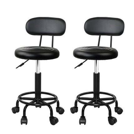 Artiss 2x Salon Stool Swivel Chair Backrest.