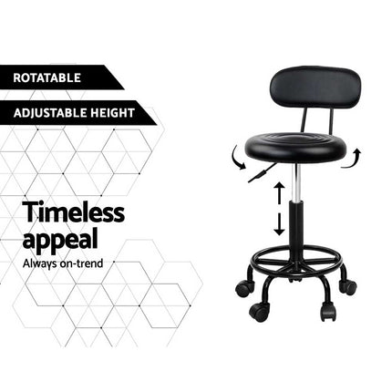Artiss 2x Salon Stool Swivel Chair Backrest.