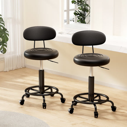Artiss 2x Salon Stool Swivel Chair Backrest.