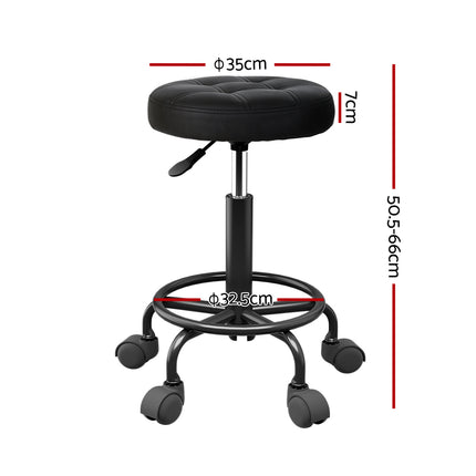 Artiss Salon Stool Round Swivel Chairs Black.