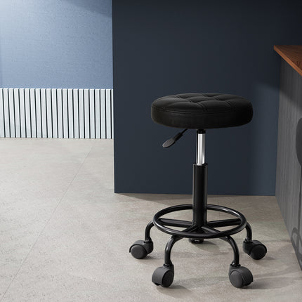 Artiss Salon Stool Round Swivel Chairs Black.