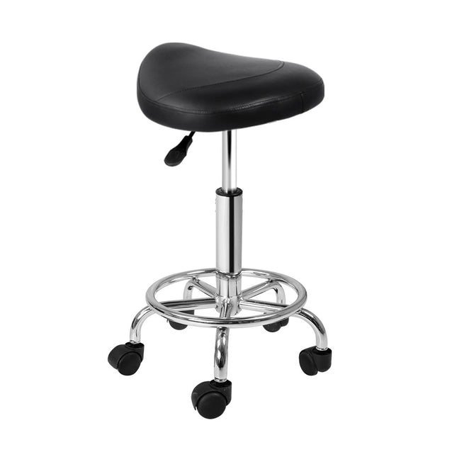 Artiss Salon Stool Saddle Swivel Chair Black.
