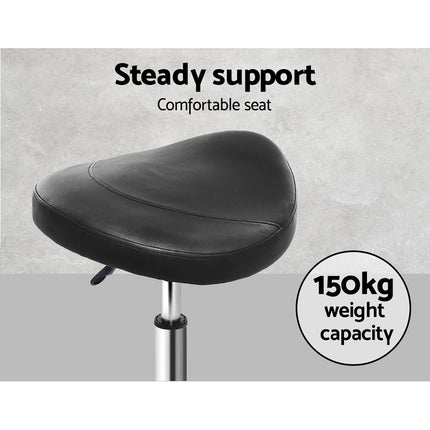 Artiss 2x Salon Stool Saddle Swivel Chair Black.