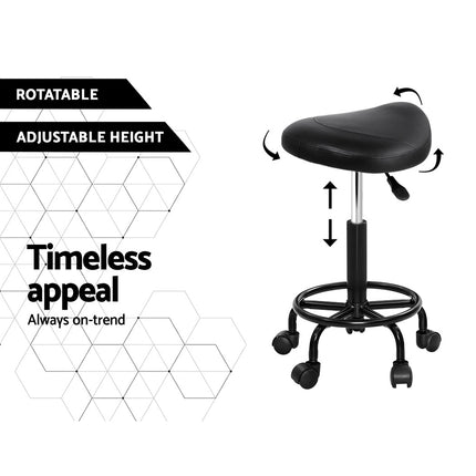 Artiss Salon Stool Saddle Swivel Chair.