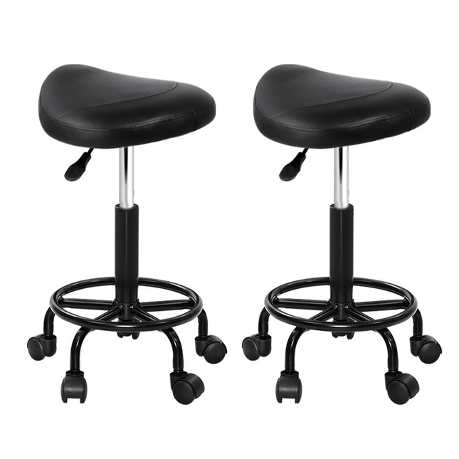 Artiss 2x Salon Stool Saddle Swivel Chair.