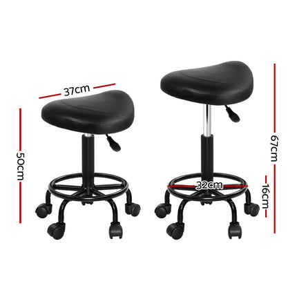 Artiss 2x Salon Stool Saddle Swivel Chair.