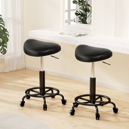 Artiss 2x Salon Stool Saddle Swivel Chair.