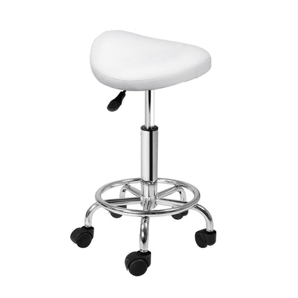 Artiss Salon Stool Saddle Swivel Chair White.