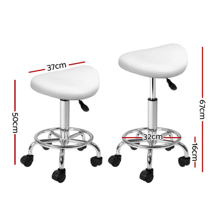 Artiss Salon Stool Saddle Swivel Chair White.