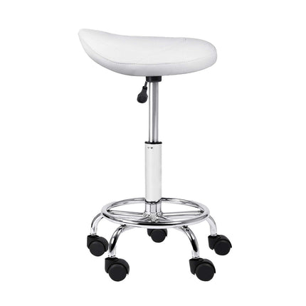Artiss Salon Stool Saddle Swivel Chair White.