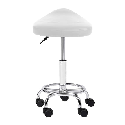 Artiss Salon Stool Saddle Swivel Chair White.