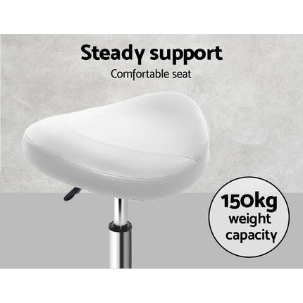 Artiss Salon Stool Saddle Swivel Chair White.