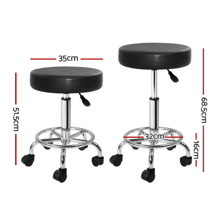 Artiss Salon Stool Round Swivel Chair Black.