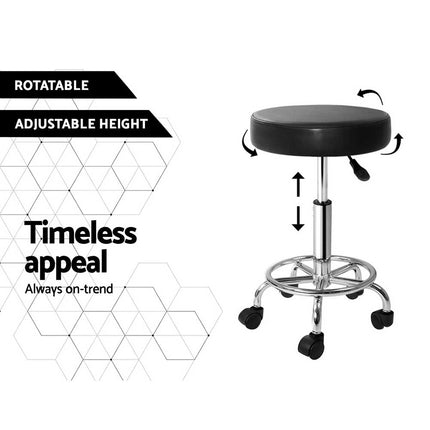 Artiss Salon Stool Round Swivel Chair Black.