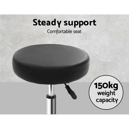 Artiss Salon Stool Round Swivel Chair Black.