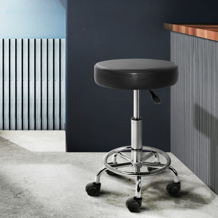 Artiss Salon Stool Round Swivel Chair Black.