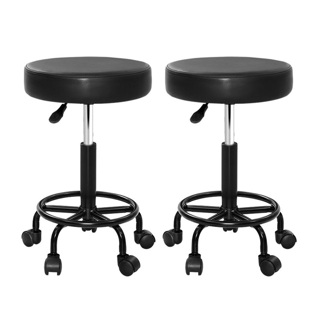 Artiss 2x Salon Stool Round Swivel Chair.
