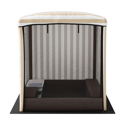 Keezi Kids Sandpit Wooden Sandbox Sand Pit with Canopy Window Water Basin 120cm.