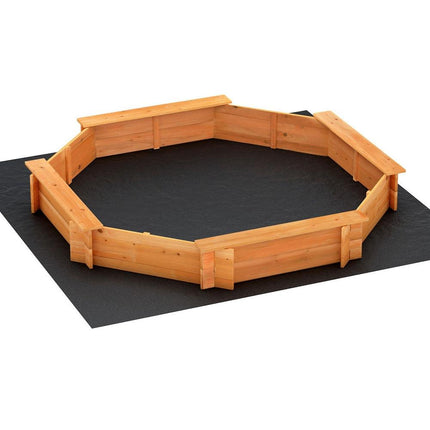 Keezi Kids Sandpit Wooden Round Sand Pit with Cover Bench Seat Beach Toys 182cm.