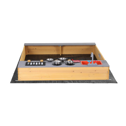 Keezi Wooden Sandpit Sand Pit Outdoor Kids Toy Box Mud Kitchen Sink Storage Bench.