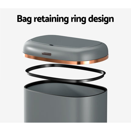 Devanti 38L Motion Sensor Bin Rubbish Automatic Grey.