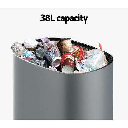 Devanti 38L Motion Sensor Bin Rubbish Automatic Grey.