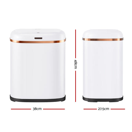Devanti 38L Motion Sensor Bin Rubbish Automatic White.