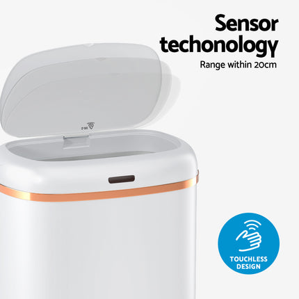 Devanti 38L Motion Sensor Bin Rubbish Automatic White.