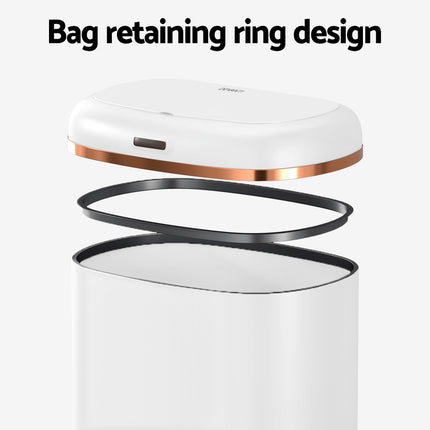 Devanti 38L Motion Sensor Bin Rubbish Automatic White.