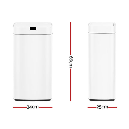 Devanti 45L Motion Sensor Bin Rubbish Automatic White.