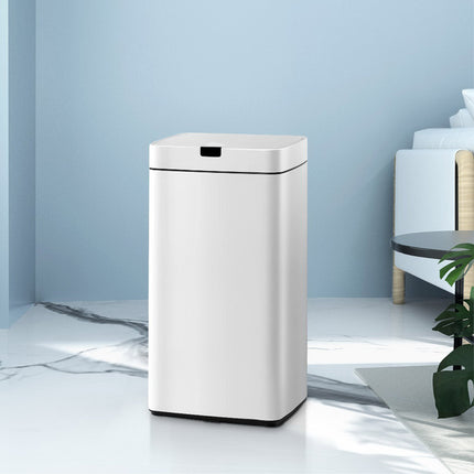 Devanti 45L Motion Sensor Bin Rubbish Automatic White.
