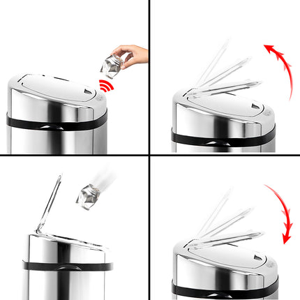 Devanti 50L Motion Sensor Bin Rubbish Automatic Silver.